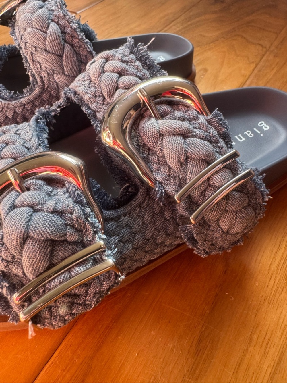 NWT Gianni Bini CecilTwo Braided Denim Double Banded Platform Sandals Sz 6,5 - Picture 12 of 15